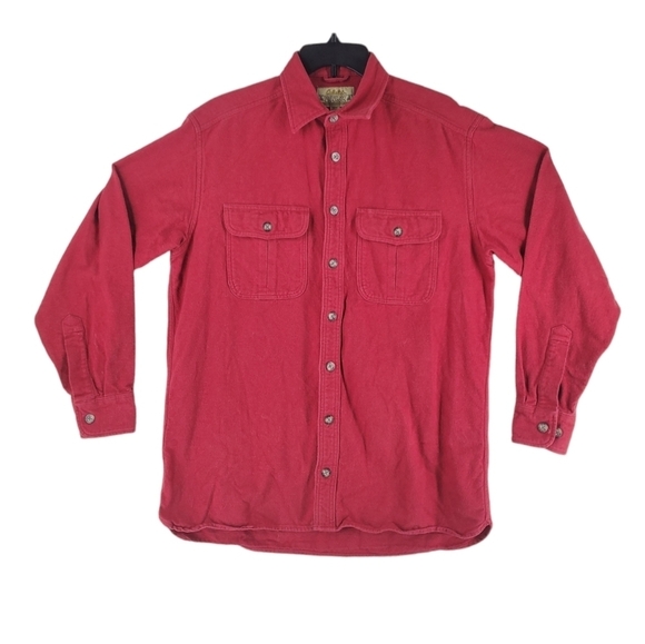 Cabela’s Shirt Deerskin Chamois Blanket Flannel Men M Red Button-Up Shacket Gorp - Picture 9 of 11